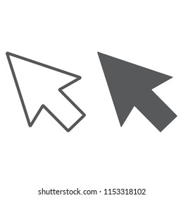 Selection line and glyph icon, tools and design, arrow sign, vector graphics, a linear pattern on a white background, eps 10.