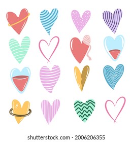selection of love shape in different type doodle style