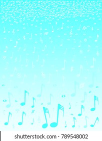 A selection of musical notes and symbols falling as if snow