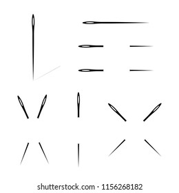 A selection of needles of different variant, icons. Vector elements for your ideas.