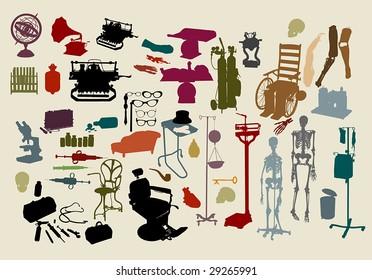 a selection of objects with the theme, "mad scientist"  :HIGH QUALITY vector paths. For more silhouettes, see my files #26799640, #13963618, #13360948, #13360951, #14051254, #19737103 & NEW #29956426