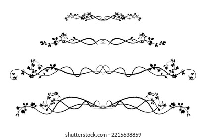 selection ornament roses weaving plant for pattern. scroll image vector