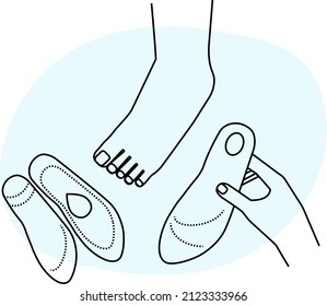 Selection of orthopedic insoles vector illustartion of foot care for icon