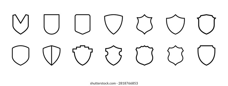 Selection of outline shield badge design templates with template heraldry collection security protection