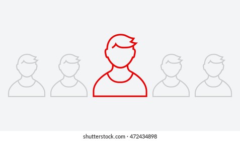 Selection of personnel. The graphical illustration shows the employable and suitable for job person with a check(tick) mark