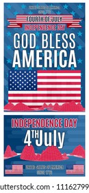 A selection of posters on the seal of Independence Day America. on holiday stock vector image