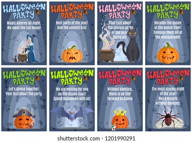 A selection of posters paper for a halloween party. stock vector illustration