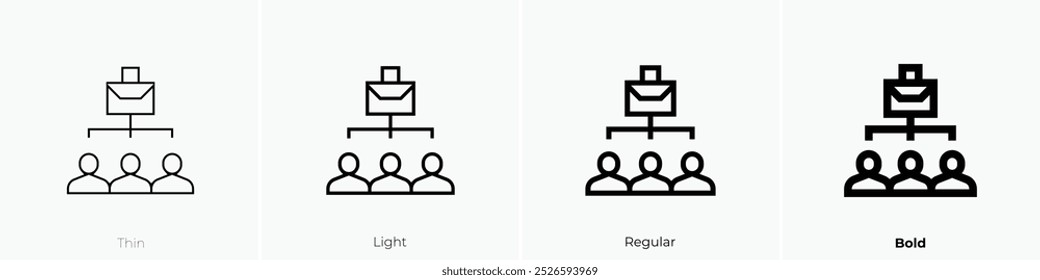 selection process icon. Thin, Light Regular And Bold style design isolated on white background