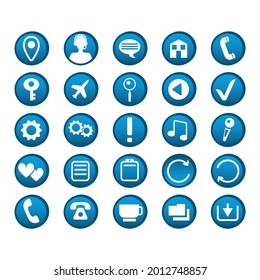 Selection of round business icons on white background - Vector illustration