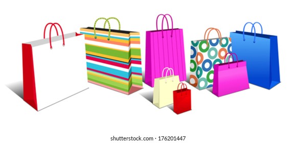 Selection of Shopping Bags, Carrier Bags Icons Symbols