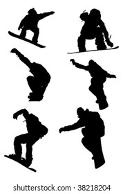 A selection of Snowboarder Silhouettes.