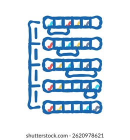 vetor de esboço do ícone de doodle do algoritmo de classificação da seleção. sinal do algoritmo de classificação da seleção. ilustração de símbolo isolado