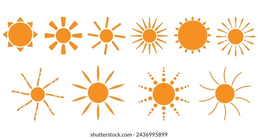A selection of the sun. Various options for depicting the sun.