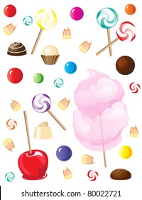 A selection of sweets and candies isolated on white background. EPS10 vector format