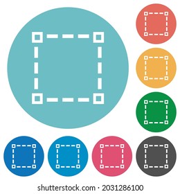 Selection tool outline flat white icons on round color backgrounds