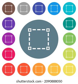 Selection tool outline flat white icons on round color backgrounds. 17 background color variations are included.