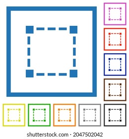 Selection tool solid flat color icons in square frames on white background