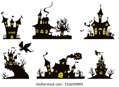 a selection of two-tone houses for Halloween.vector work