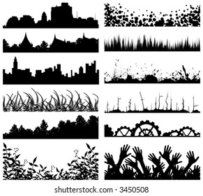 Selection of vector foreground silhouettes and skylines