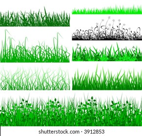 Selection of vector grassy verges and foregrounds