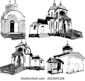 A selection of vector images buildings of Christian churches and temples