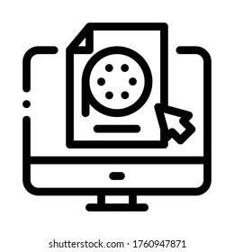 selection of video document on computer icon vector. selection of video document on computer sign. isolated contour symbol illustration