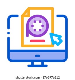 selection of video document on computer icon vector. selection of video document on computer sign. color symbol illustration