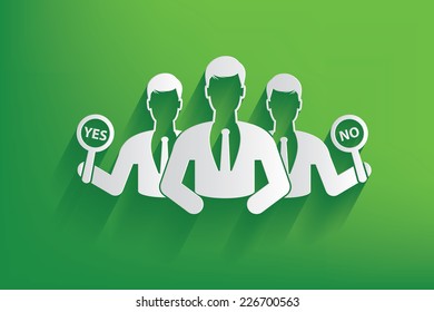 Selection yes or no businessman design on green background,clean vector