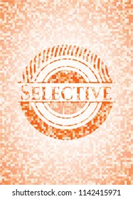 Selective abstract orange mosaic emblem with background