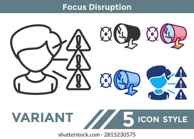 Selective Attention icon for illustrating focused information processing systems, priority filtering behavior, and cognitive attention concepts. Line, Filled, Color, Dualtone style.