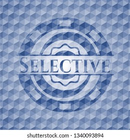 Selective blue hexagon badge.