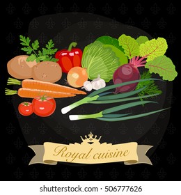 Selective elite vegetables for soup. Vector Illustration. Royal Vegetables.