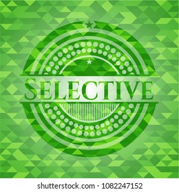 Selective green emblem with mosaic background