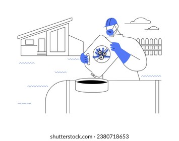 Selective herbicides abstract concept vector illustration. Farmer in protective suit controls weed species, selective herbicides usage, agricultural sector, chemical weed killer abstract metaphor.