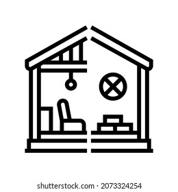 vector de icono de línea de demolición interior selectiva. señal selectiva de demolición de interiores. símbolo de contorno aislado ilustración negra