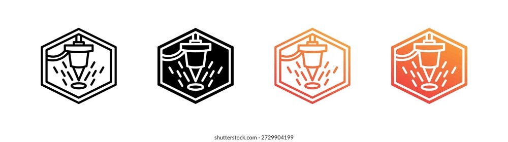 Selective Laser Sintering Multiple Style Icon Set Vector