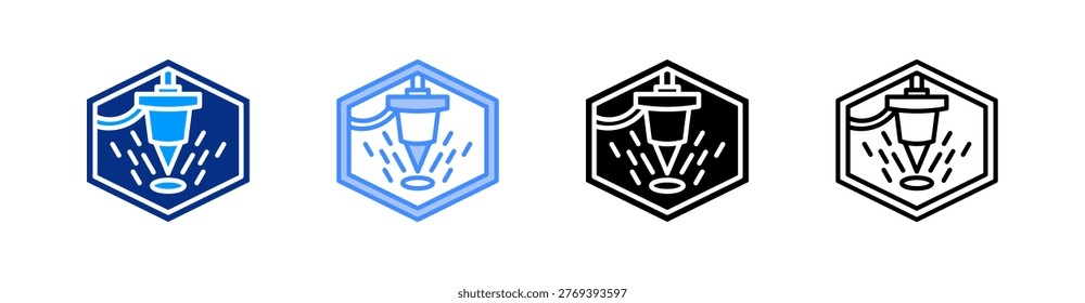 Selective Laser Sintering Multiple Style Icon Set Vector