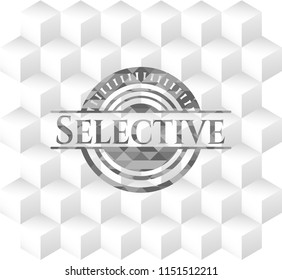 Selective realistic grey emblem with cube white background
