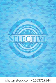 Selective realistic light blue mosaic emblem