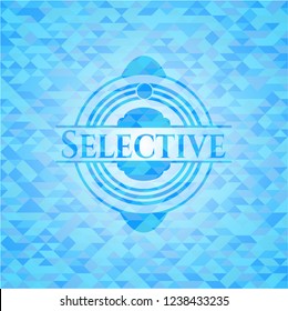 Selective realistic sky blue mosaic emblem