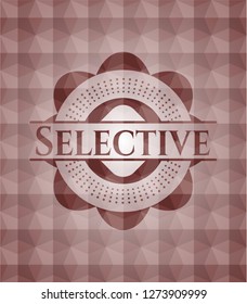 Selective red badge with geometric pattern background. Seamless.