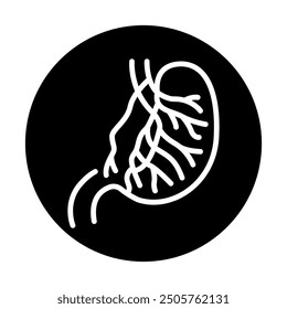 Icono de línea negra de vagotomía selectiva. Operaciones en la cavidad abdominal. Elemento aislado de Vector. 