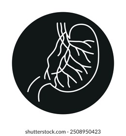 Icono negro de línea de vagotomía selectiva. Firme para la página del Web, App móvil, Botón, logotipo. Vector Botón aislado. Trazo editable.