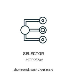 Selector outline vector icon. Thin line black selector icon, flat vector simple element illustration from editable technology concept isolated stroke on white background