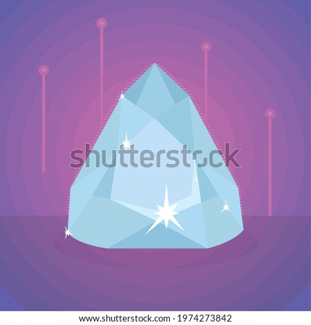 selenite crystal shining on background