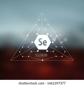 Selenium. Abstract drawing in modern style. Polygonal element on blurred background. Scientific research, medicine.