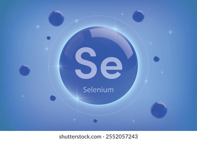 Selenium blue icon. Essential mineral capsule with glowing effects for bone health and wellnes. Perfect for medical, cosmetic, and nutritional supplement designs