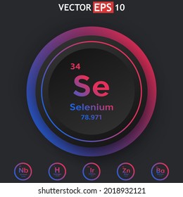 Selenium chemical element periodic table with color button option