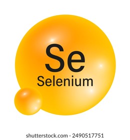 Selenium element icon. Shiny yellow sphere. Se periodic symbol. Vector illustration.