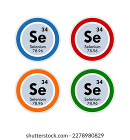 selenium icon set. vector illustration in 4 colors options for web design